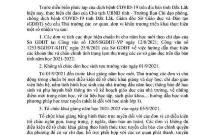 Thông tin chính thức về kế hoạch năm học mới 2021-2022